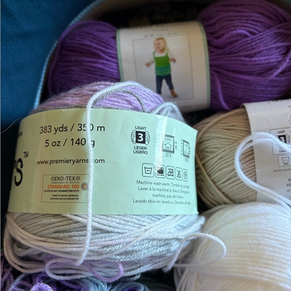 Assorted Baby & Soft Cotton Yarn Bundle in White, Lavender, Mint - Picture 7 of 12